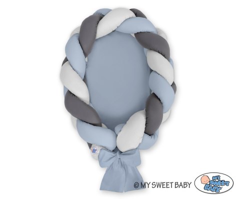 Kokon niemowlęcy pleciony 2 w 1 - brudny niebieski-szary-antracyt My Sweet Baby Kokon niemowlęcy pleciony 2 w 1 - brudny niebieski-szary-antracyt My Sweet Baby