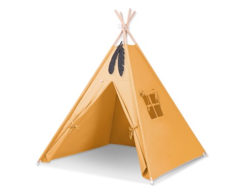 Namiot Tipi dla dzieci + zawieszki pióra - musztardowy Bobono Namiot Tipi dla dzieci + zawieszki pióra - musztardowy Bobono
