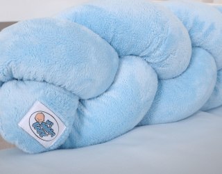 Ochraniacz warkocz pleciony MINKY do łóżeczka 180cm - niebieski My Sweet Baby