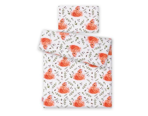 Komplet pościeli dla dzieci z wypełnieniem 120x90cm - wiewiórki białe Bobono Komplet pościeli dla dzieci z wypełnieniem 120x90cm - wiewiórki białe Bobono