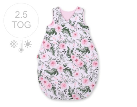 Śpiworek niemowlęcy całoroczny ocieplany 75 cm- peonie różowe Bobono Śpiworek niemowlęcy całoroczny ocieplany 75 cm- peonie różowe Bobono