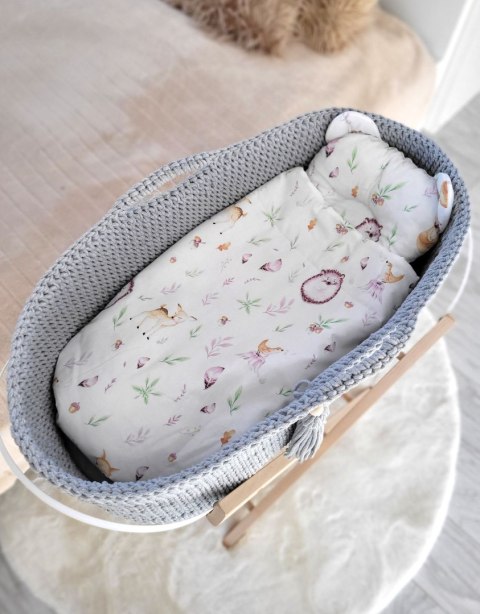 Kosz Mojżesza BOHO Handmade ze stojakiem - szary My Sweet Baby
