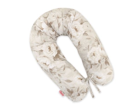 Poduszka ciążowa Longer dla kobiet w ciąży do spania - Peonies beige Poduszka ciążowa Longer dla kobiet w ciąży do spania - Peonies beige