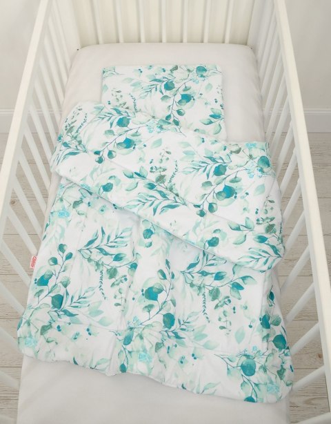 Komplet pościeli dla niemowląt z wypełnieniem 2-cz 75x100cm NEWBORN - eucaliptus mint Bobono Komplet pościeli dla niemowląt z wypełnieniem 2-cz 75x100cm NEWBORN - eucaliptus mint Bobono
