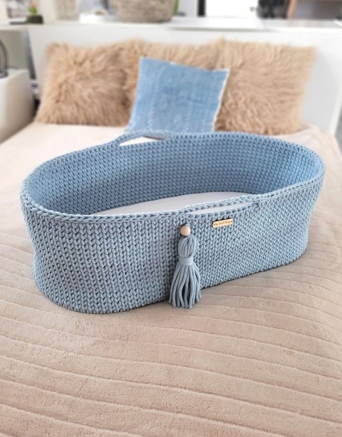 Kosz Mojżesza BOHO Handmade ze stojakiem misty blue My Sweet Baby Kosz Mojżesza BOHO Handmade ze stojakiem misty blue My Sweet Baby