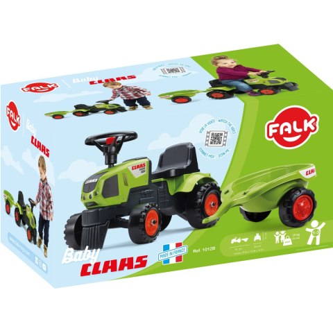 FALK FALK Traktorek Baby Claas Axos 310 Zielony z Przyczepką od 1 roku