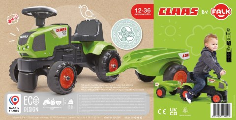 FALK FALK Traktorek Baby Claas Axos 310 Zielony z Przyczepką od 1 roku