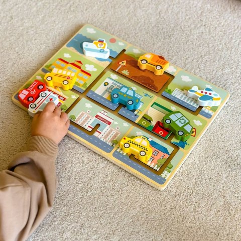 Tooky Toy TOOKY TOY Labirynt Drewniany Pojazdy Układanka Tooky Toy TOOKY TOY Labirynt Drewniany Pojazdy Układanka