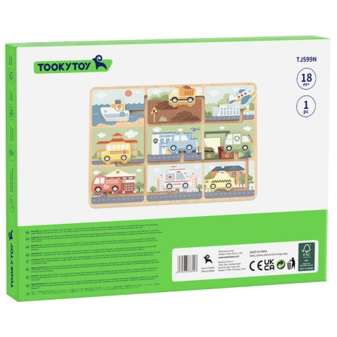 Tooky Toy TOOKY TOY Labirynt Drewniany Pojazdy Układanka Tooky Toy TOOKY TOY Labirynt Drewniany Pojazdy Układanka