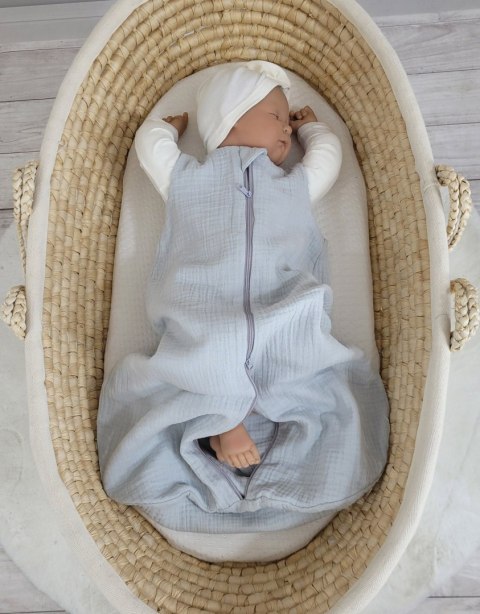 Muślinowy śpiworek dla dzieci NEWBORN 0-6 mcy TOG 1.0 - szary