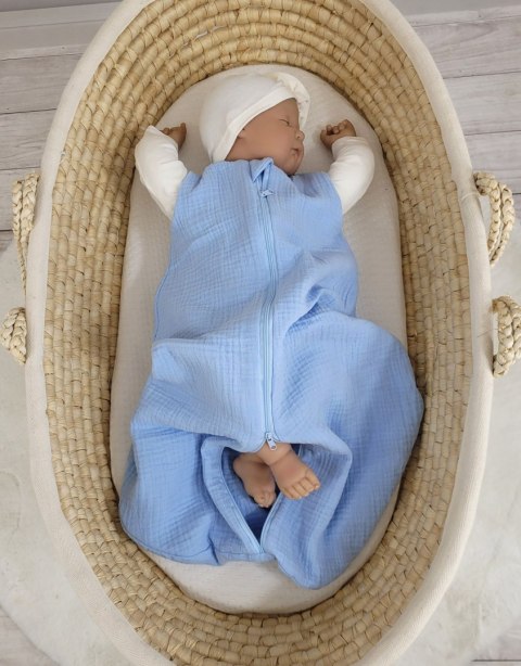 Muślinowy śpiworek dla dzieci zaokrąglony NEWBORN 0-6 mcy TOG 1.0 - blue Muślinowy śpiworek dla dzieci zaokrąglony NEWBORN 0-6 mcy TOG 1.0 - blue