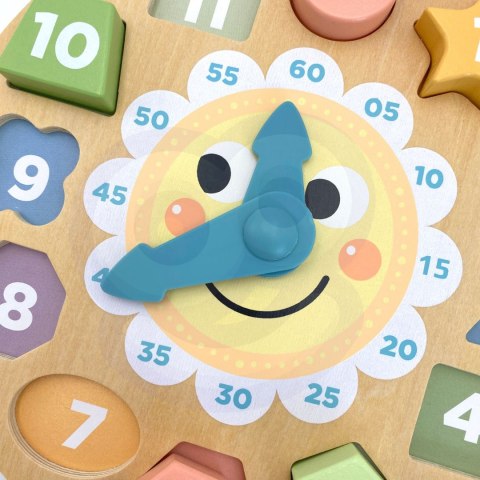 Tooky Toy TOOKY TOY Zegar Drewniana Zabawka Edukacyjna Nauka Czasu Kształtów Tooky Toy TOOKY TOY Zegar Drewniana Zabawka Edukacyjna Nauka Czasu Kształtów