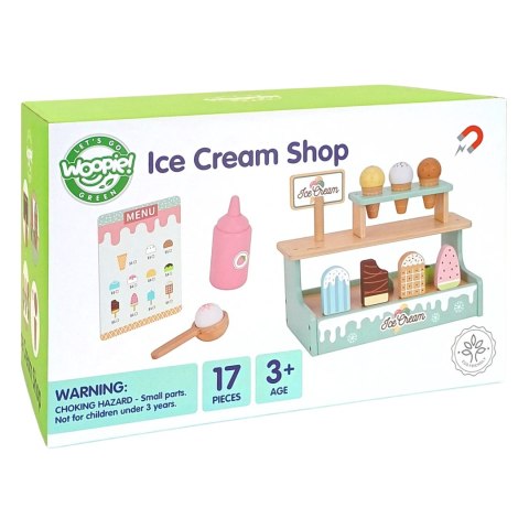 WOOPIE GREEN Drewniana Lodziarnia Sklepik Zestaw z Lodami Stragan 16 EL WOOPIE GREEN Drewniana Lodziarnia Sklepik Zestaw z Lodami Stragan 16 EL
