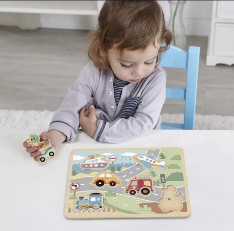 TOOKY TOY Drewniane Interaktywne Puzzle Pojazdy TOOKY TOY Drewniane Interaktywne Puzzle Pojazdy