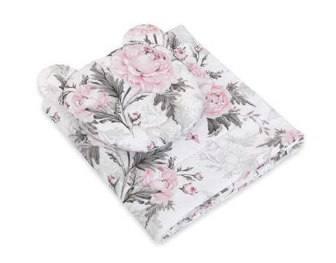 Kołderka z wypełnieniem i poduszka profilowana Miś - zestaw 2cz. - Romantic peonies Kołderka z wypełnieniem i poduszka profilowana Miś - zestaw 2cz. - Romantic peonies
