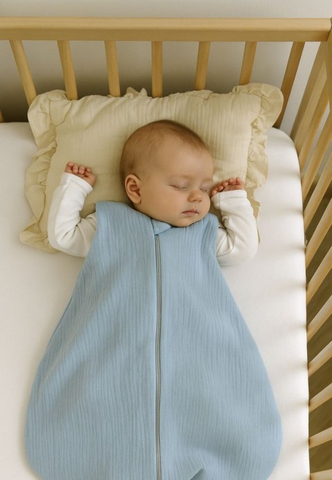 Muślinowy śpiworek dla dzieci zaokrąglony NEWBORN 0-6 mcy TOG 1.0 - blue Muślinowy śpiworek dla dzieci zaokrąglony NEWBORN 0-6 mcy TOG 1.0 - blue