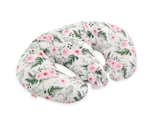 Poduszka rogal do karmienia bliźniąt + zdejmowana poszewka - peonie różowe Poduszka rogal do karmienia bliźniąt + zdejmowana poszewka - peonie różowe