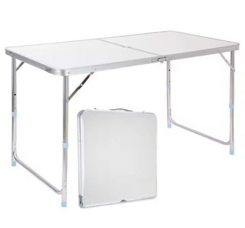 Stół Turystyczny Kempingowy Składany Regulowany Aluminiowy Biały 120x60cm Stół Turystyczny Kempingowy Składany Regulowany Aluminiowy Biały 120x60cm