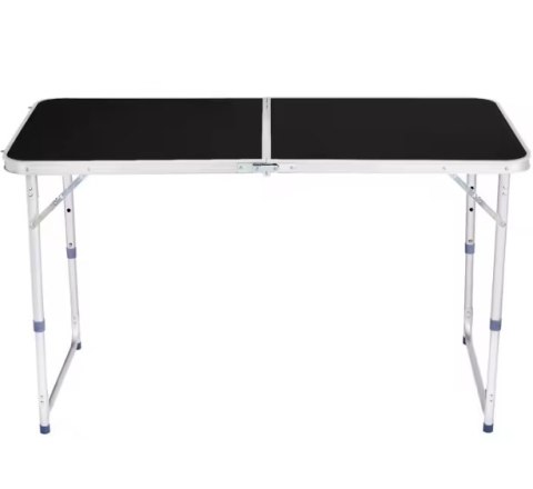 Stół Turystyczny Kempingowy Składany Regulowany Aluminiowy Czarny 120x60cm Stół Turystyczny Kempingowy Składany Regulowany Aluminiowy Czarny 120x60cm