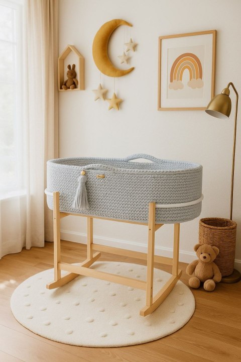 Kosz Mojżesza BOHO Handmade z kołyską - jasny szary Kosz Mojżesza BOHO Handmade z kołyską - jasny szary