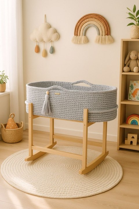 Kosz Mojżesza BOHO Handmade z kołyską - jasny szary Kosz Mojżesza BOHO Handmade z kołyską - jasny szary