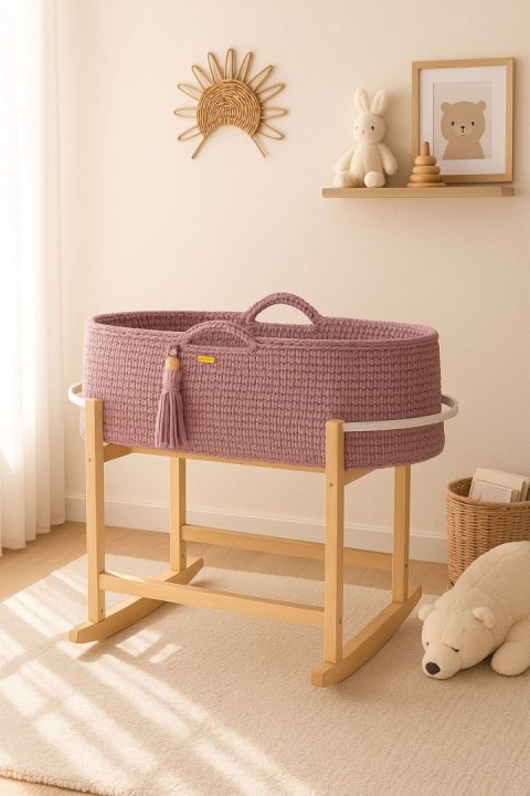 Kosz Mojżesza BOHO Handmade z kołyską - lawendowy Kosz Mojżesza BOHO Handmade z kołyską - lawendowy