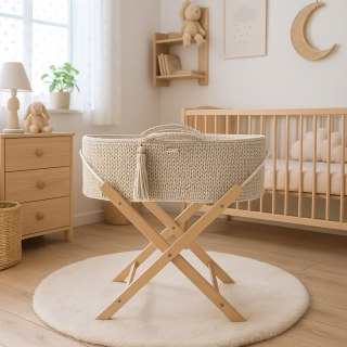 Stojak drewniany do kosza Mojżesza BOHO - naturalny