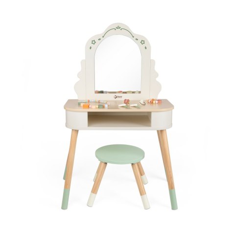 CLASSIC WORLD Drewniana Toaletka z Lustrem Krzesełkiem i Akcesoriami Pastelowa