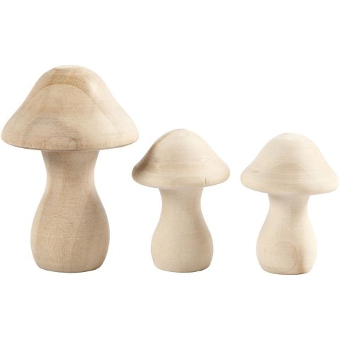 Grzybki z drewna H: 4,5 i 6,5 cm 3 szt.
