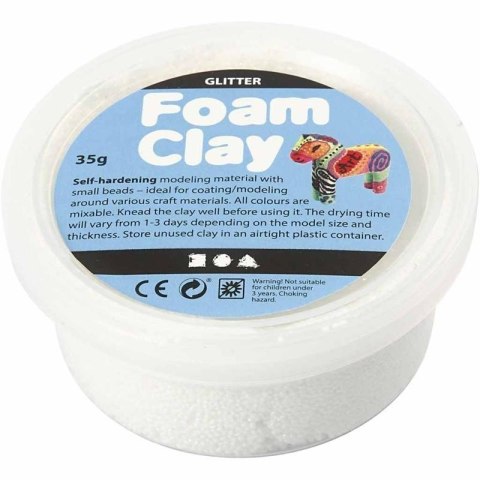 Masa Foam Clay Brokatowa Biała 35 g