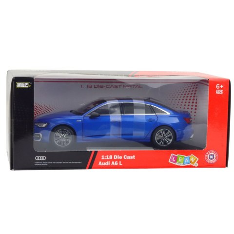 Samochód Audi A6 L 1:18 Metalowy Akcesoria Światła Dźwięki Niebieski