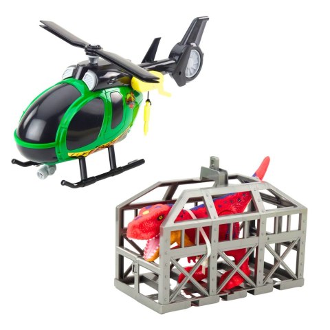Zestaw Ratowniczy Ciężarówka Helikopter Samochód Dinozaur Światła Dźwięki