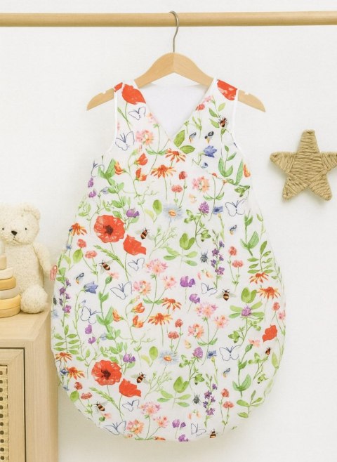 Śpiworek niemowlęcy całoroczny ocieplany 75 cm- łąka Bobono