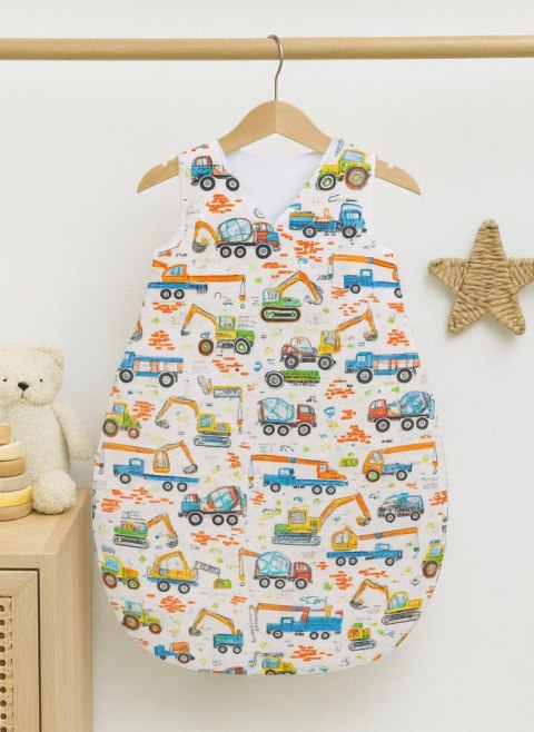 Śpiworek niemowlęcy całoroczny ocieplany 75 cm- plac budowy Bobono