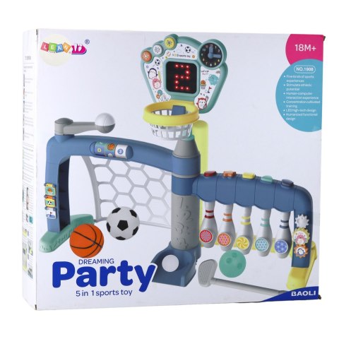 Zestaw Sportowy Wielofunkcyjna Bramka Dla Malucha Tablica LED 5w1