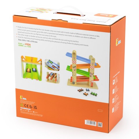 Viga Toys VIGA Drewniana Podwójna Zjeżdżalnia Dla Samochodzików Tor Wyścigowy