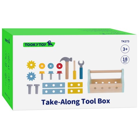 Tooky Toy TOOKY TOY Drewniana Skrzynka z Narzędziami Zestaw 18 el.