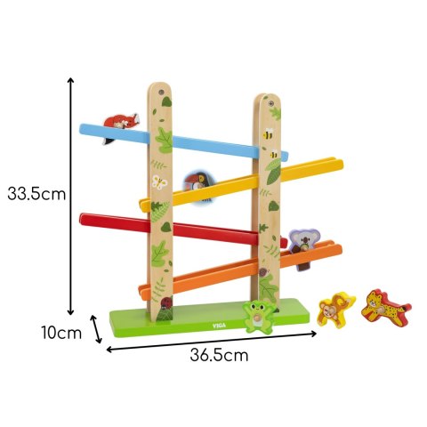 VIGA Drewniana Zjeżdżalnia dla Zwierzątek Dżungla 7 el.