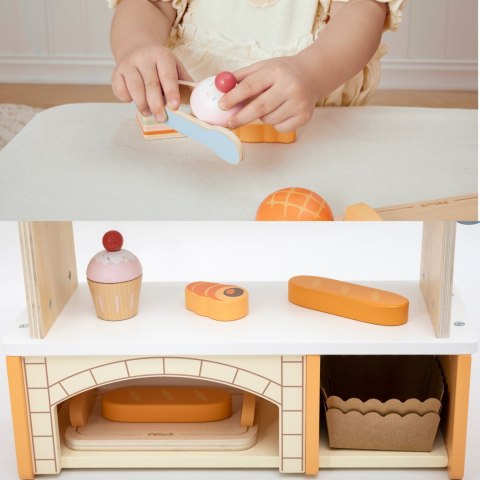 VIGA Drewniana Mini Piekarnia Sklepik Stragan z Wypiekami 16el.