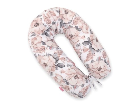 Bawełniana poszewka do poduszki ciążowej Longer - Róże sepia