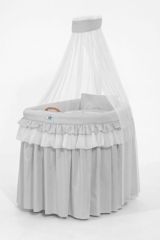 Kosz Mojżesza wiklinowy z baldachimem- Little Princess szary