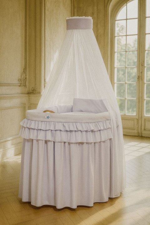 Kosz Mojżesza wiklinowy z baldachimem- Little Princess szary