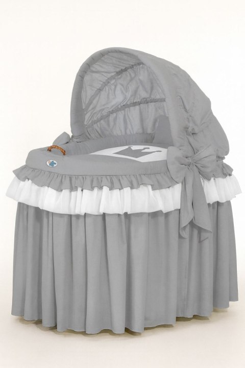 Kosz Mojżesza wiklinowy ze składaną budką- Little Princess antracyt