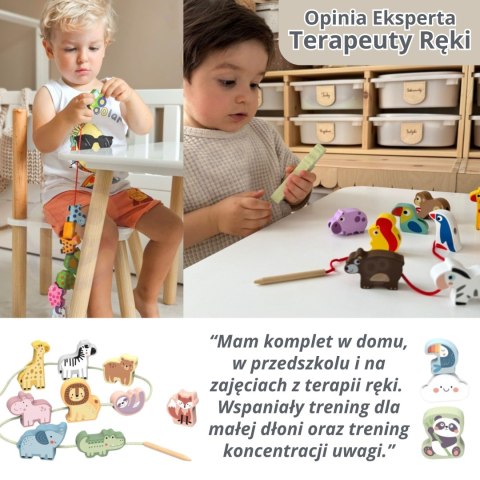 Viga Toys VIGA Drewniana Przeplatanka Klocki Farma do Nawlekania Montessori