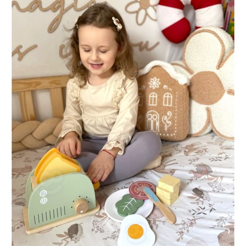 WOOPIE GREEN Drewniany Toster Zestaw Śniadaniowy z Akcesoriami 14 el. FSC