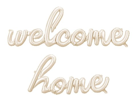 Balon foliowy napis "Welcome Home" - cappuccino, beżowy, 335x71 cm