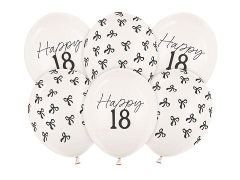 Balony zestaw na 18 urodziny, Pastel Off-white, 30cm, 6 szt.