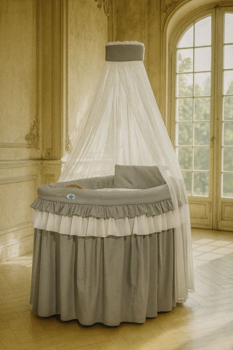 Kosz Mojżesza wiklinowy z baldachimem - Little Princess antracyt