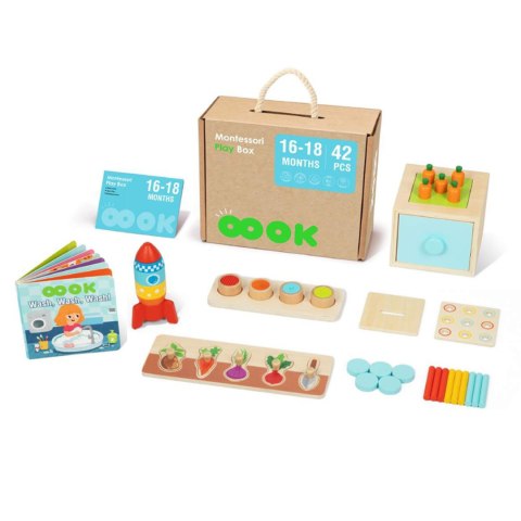 Tooky Toy TOOKY TOY Box Pudełko XXL Montessori Edukacyjne 7w1 Sensoryczne 16-18 Mies.