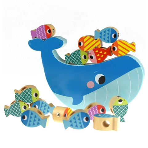Tooky Toy TOOKY TOY Drewniana Gra Wieloryb i Rybki Wielofunkcyjna 4 w 1